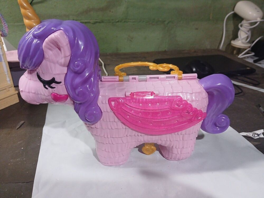 Polly Pocket Unicorn Party Pinata Playset Carry Case No Figures Used